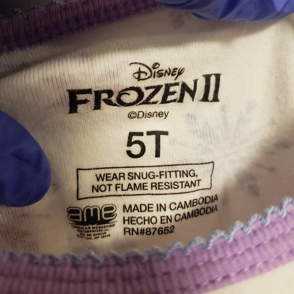 DISNEY FROZEN II PAJAMA TOP THERMAL SLEEPWEAR by NINAS - STRONGER TOGETHER - 5T - Picture 4 of 7